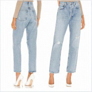 Agolde Mid Rise Loose Fit Distressed Denim Button Fly Jeans Straight 32